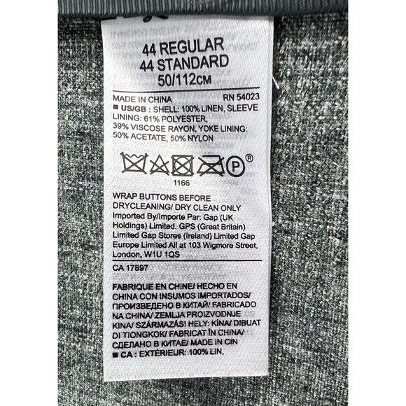 Banana Republic Mens 44R Gray Slim Fit Linen 2 Button Sport Coat Blazer Jacket - Picture 12 of 12